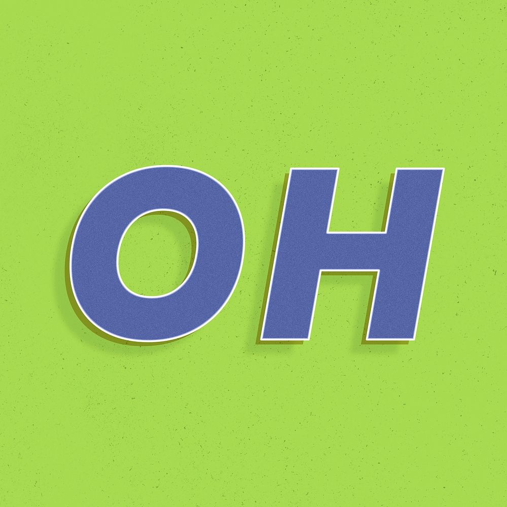 Word oh retro lettering shadow typography