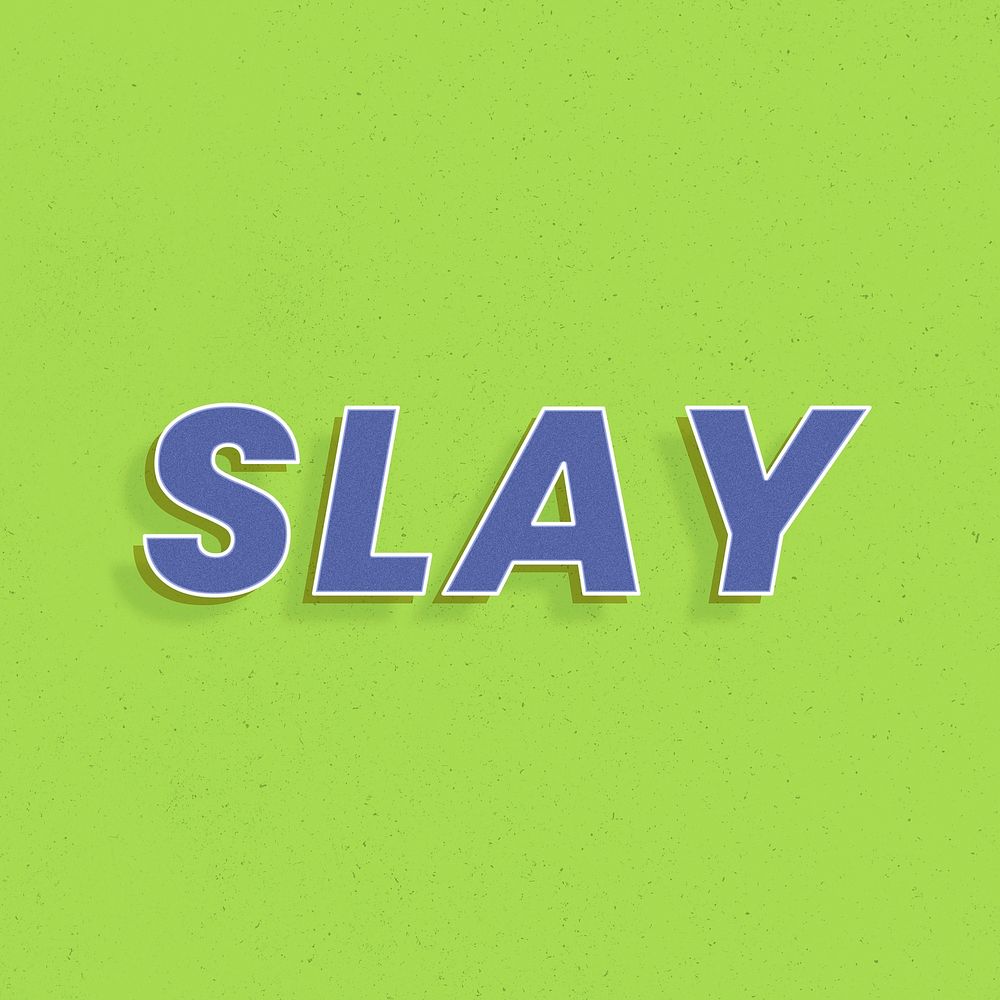 Slay word 3d italic font retro lettering