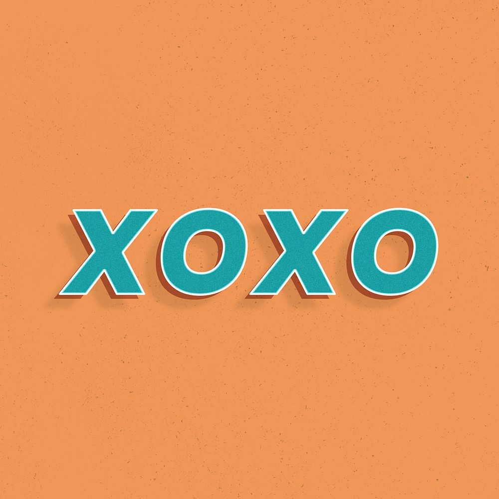 XOXO word retro 3d effect typography lettering
