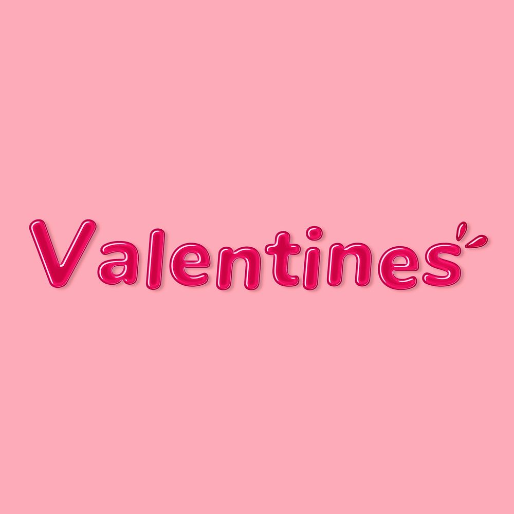 Jelly embossed valentines word typography