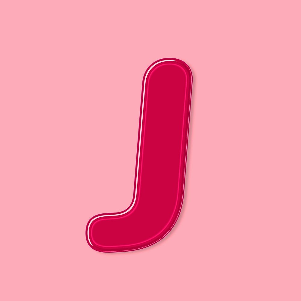Psd jelly glossy bold letter J typography