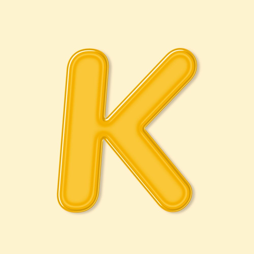 Jelly embossed letter K psd typography