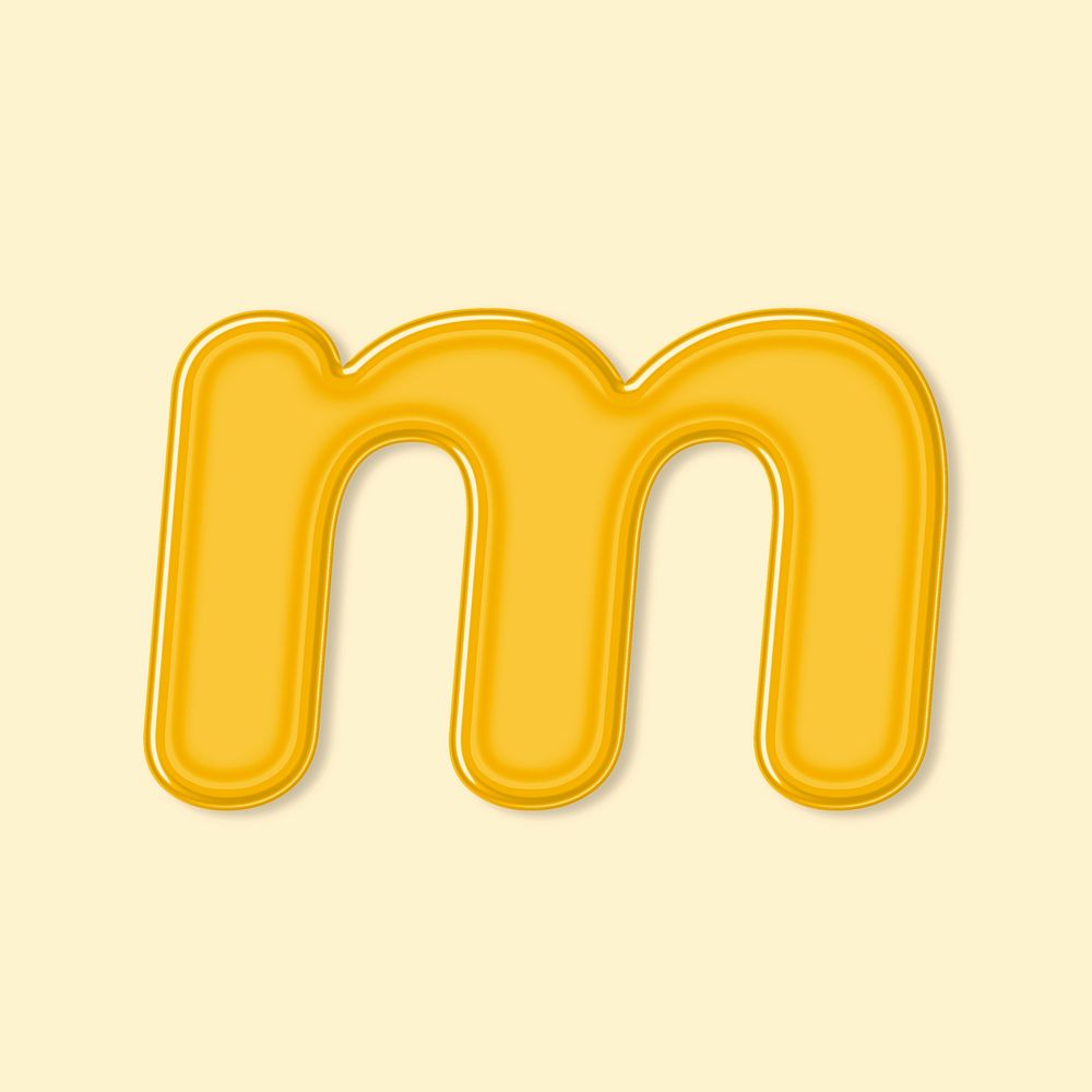 Bold jelly candy psd embossed letter m typography