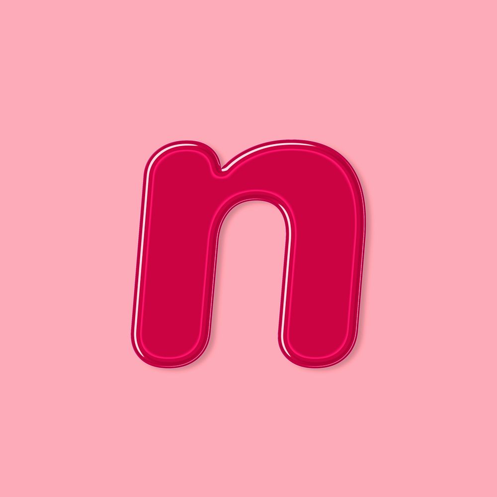 Bold jelly embossed letter n psd typography