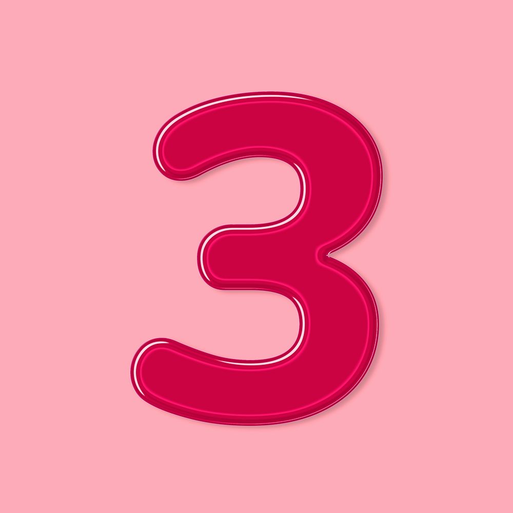 Jelly bold embossed number 3 psd typography