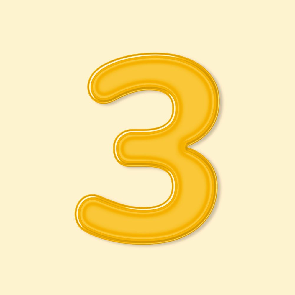 Jelly bold embossed number 3 psd typography