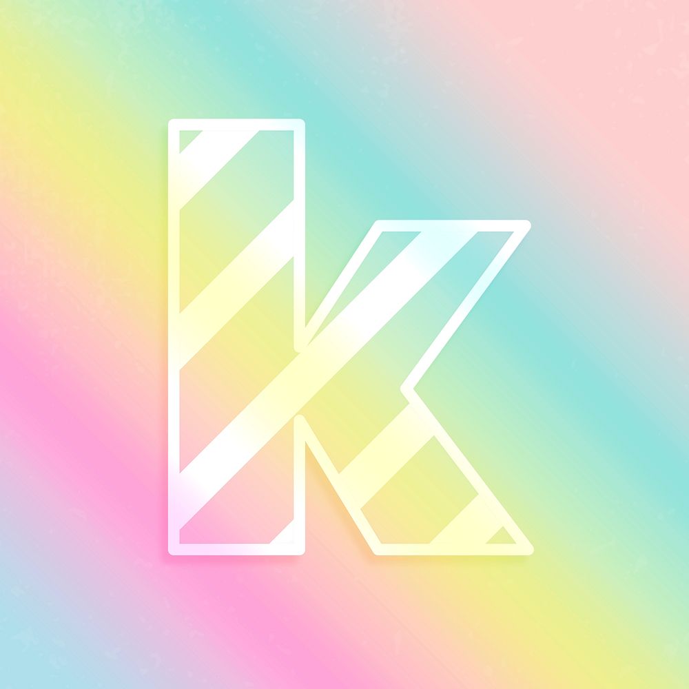Psd letter k rainbow gradient