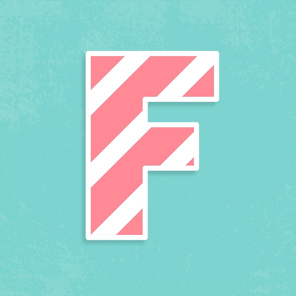 Psd letter f pastel striped font