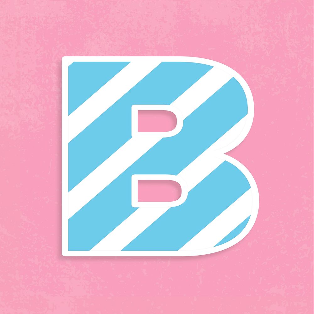 Psd letter b pastel striped font