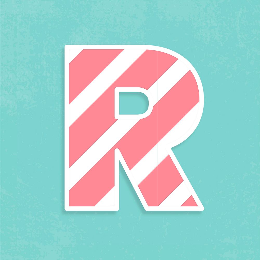Psd letter r pastel striped font