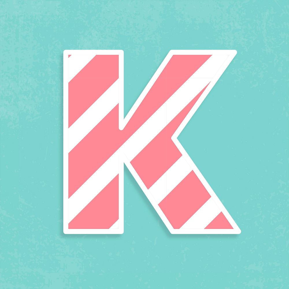 Psd letter k pastel striped font