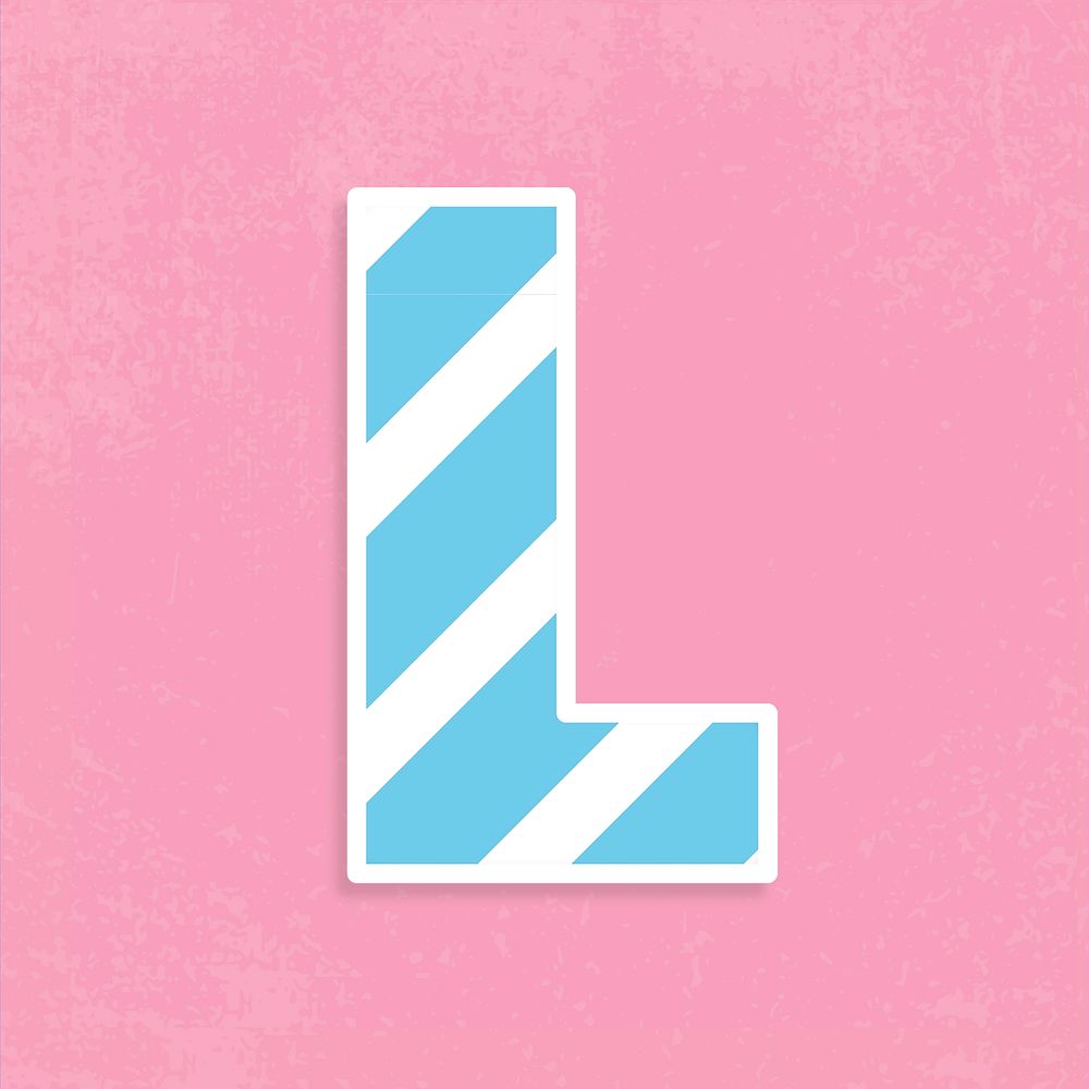 Psd letter l pastel striped font