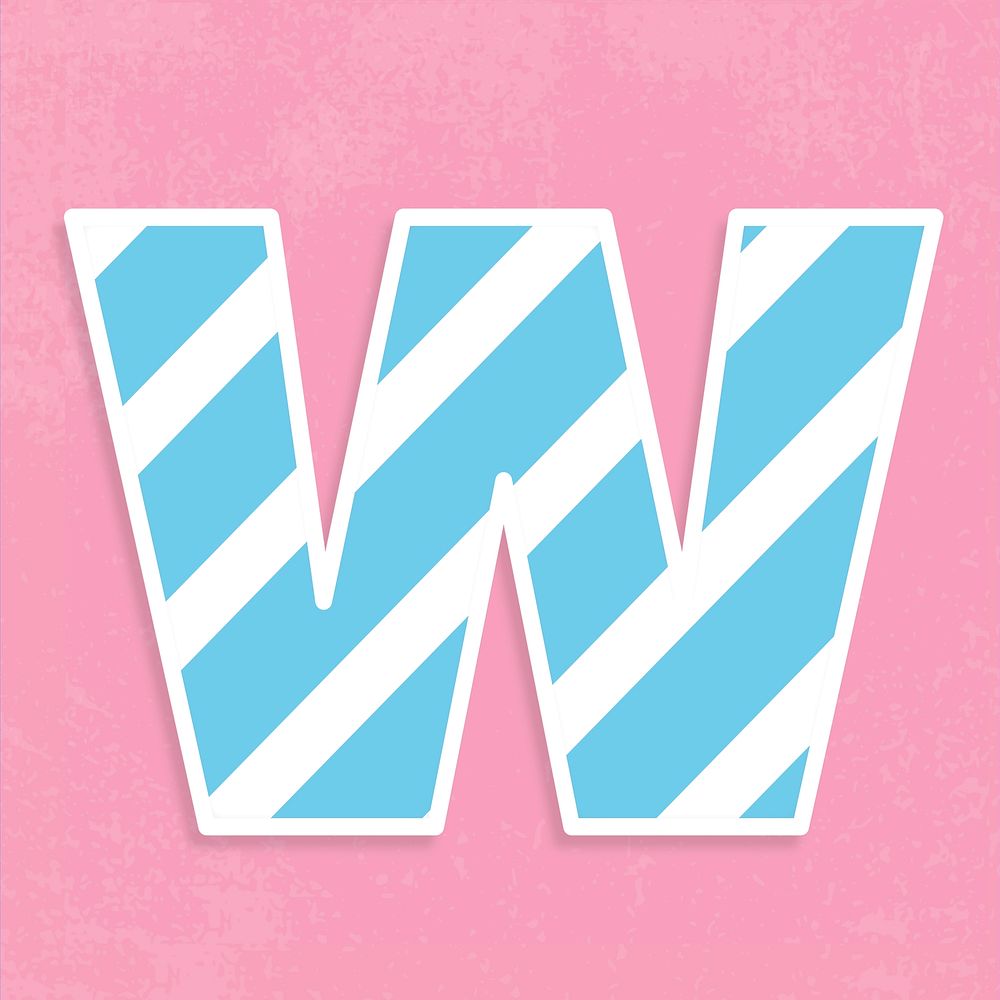 Psd letter w pastel striped font