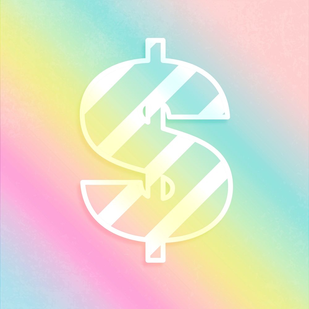 Rainbow gradient dollar sign psd typography
