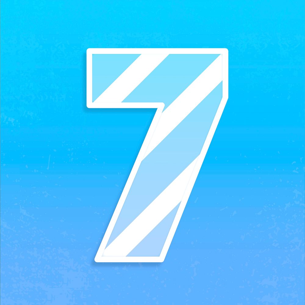 Number 7 bold typography psd