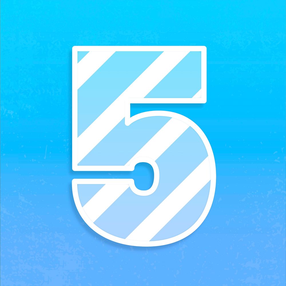 Number 5 bold typography psd