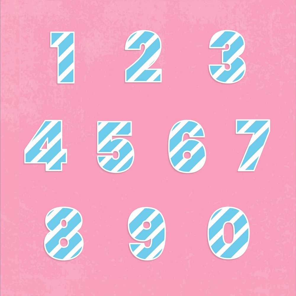 Number set typography psd strip pattern pastel