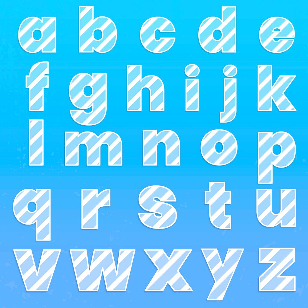 Gradient striped A-Z alphabet psd set candy cane letters