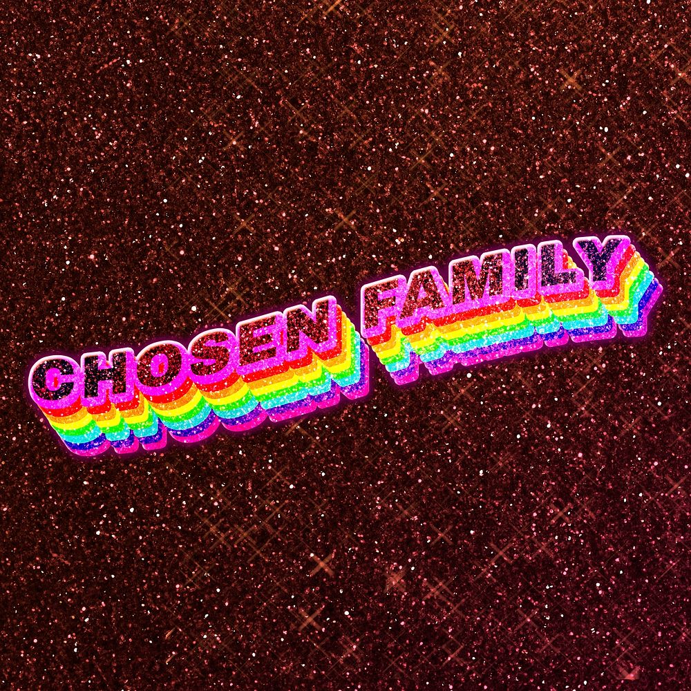 Chosen family text 3d vintage word art glitter texture