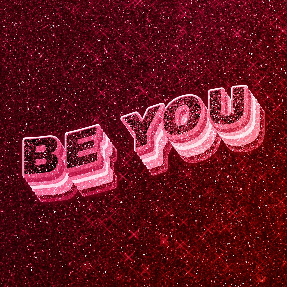 Be you word 3d effect typeface glowing font