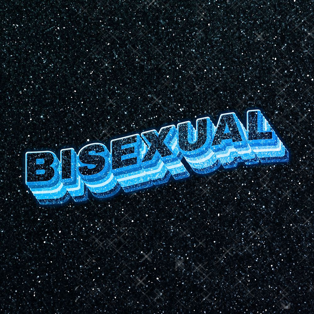 Bisexual word 3d effect typeface sparkle glitter texture
