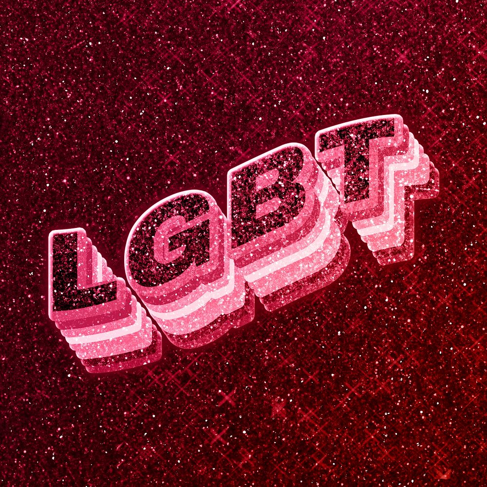 Lgbt word 3d effect typeface glowing font