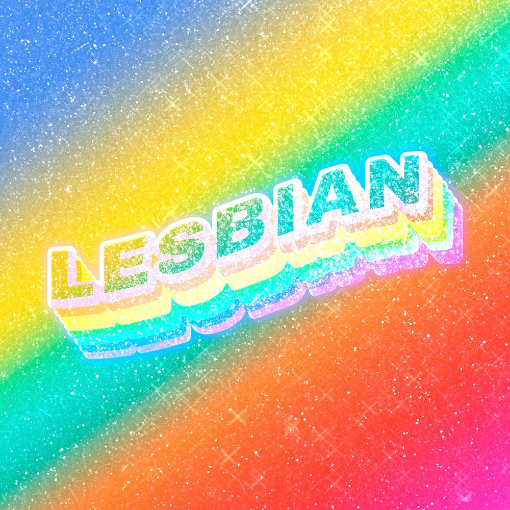 Lesbian word 3d vintage typography rainbow gradient texture