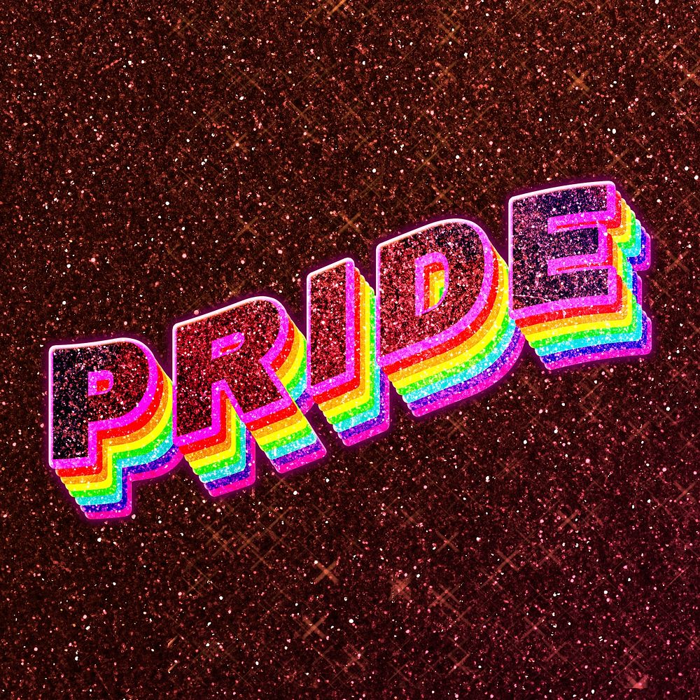 Pride word 3d effect typeface rainbow lgbt pattern