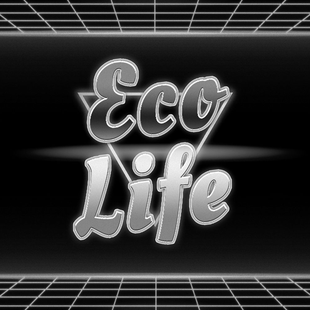 Eco life neon grid typography