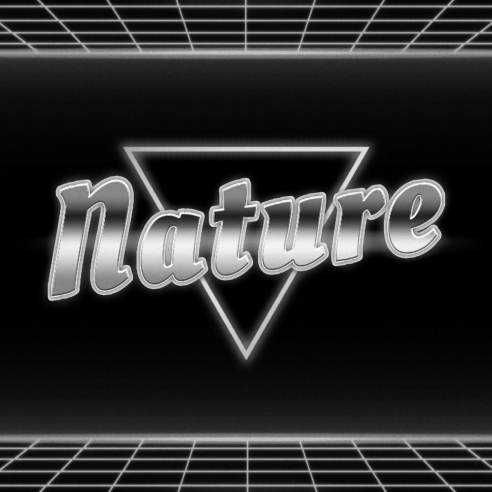 Monochrome futuristic neon nature word typography