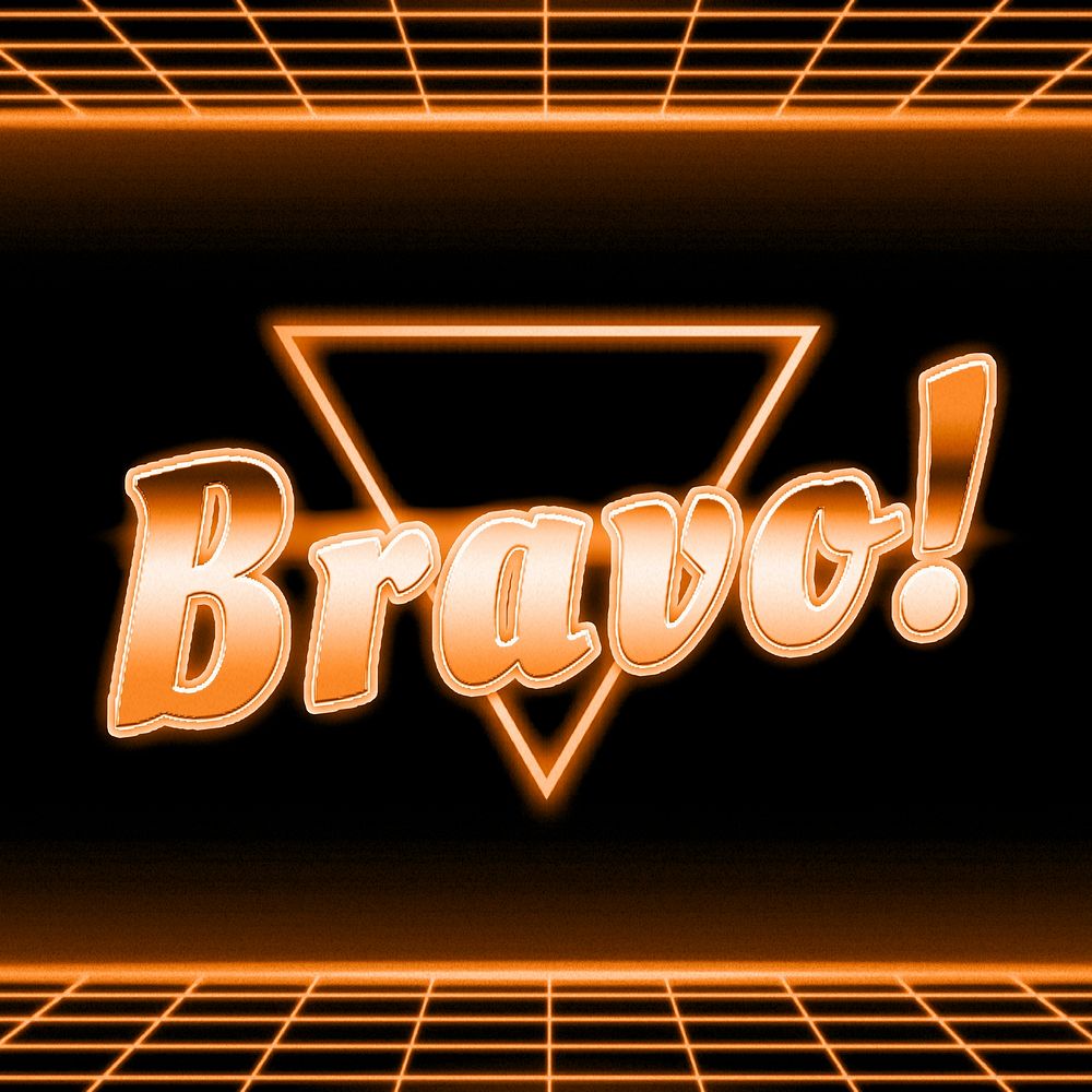 Neon bravo retro font word grid