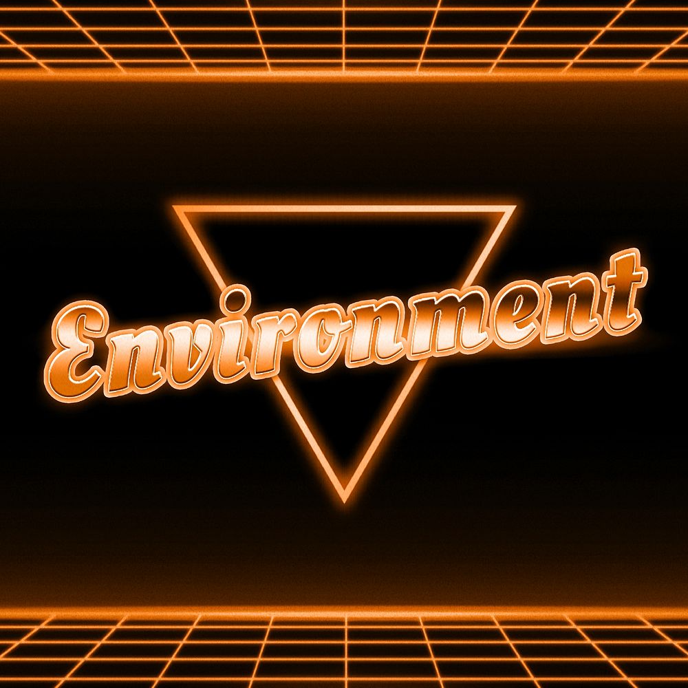 Retro neon orange environment word grid typography