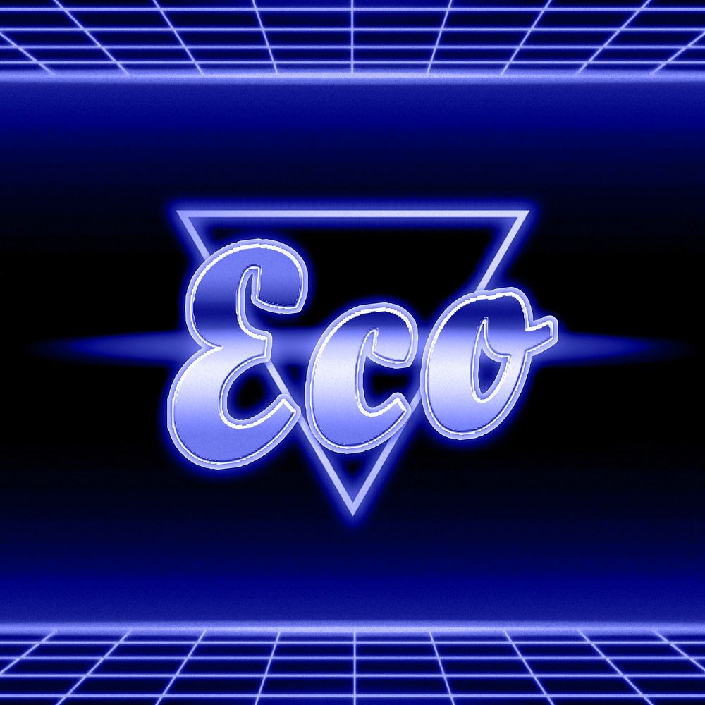 Neon blue eco text typography