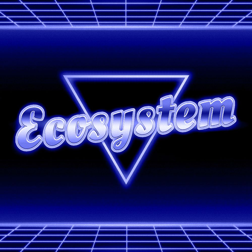 80s neon ecosystem grid pattern typography
