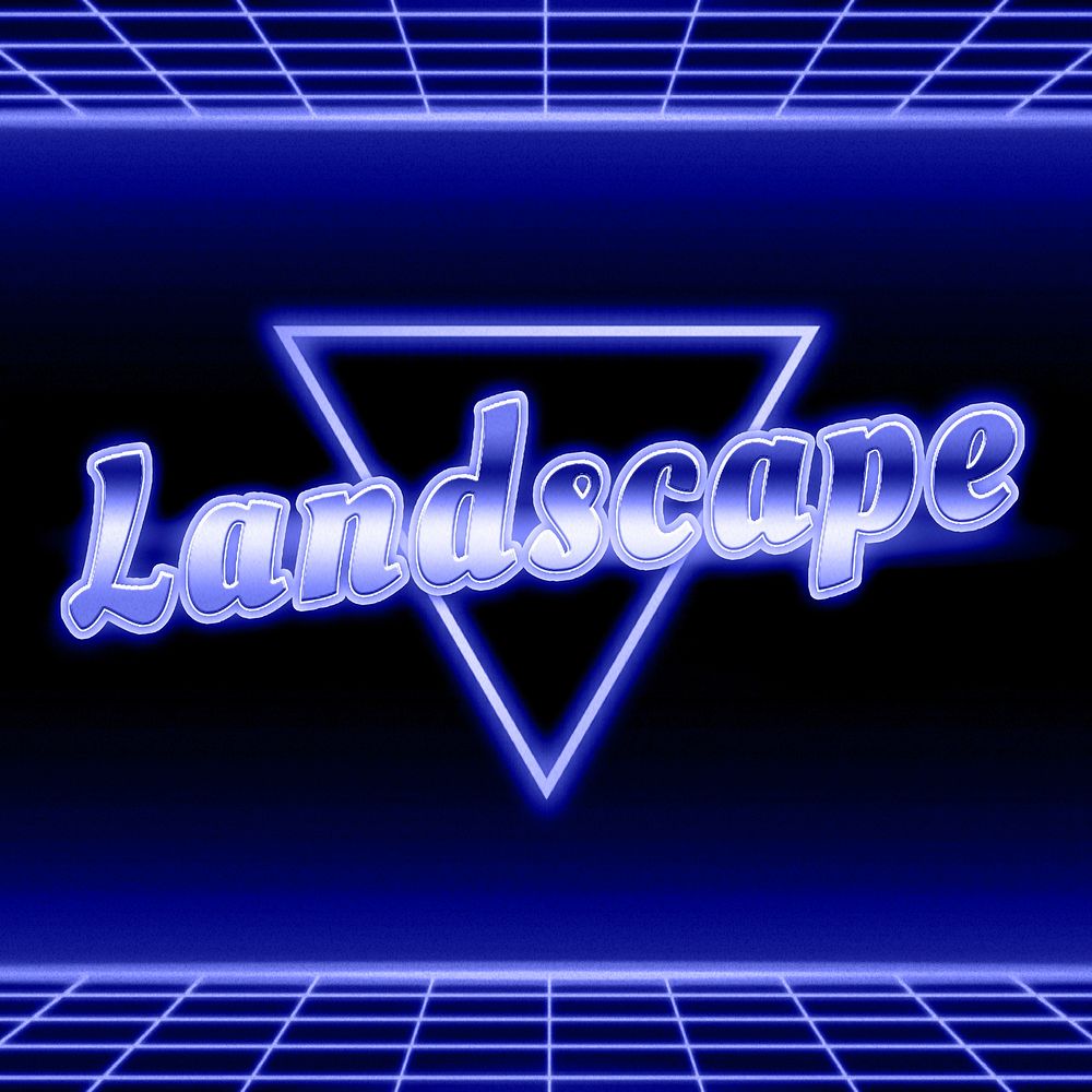 Retro 80s landscape  neon typography