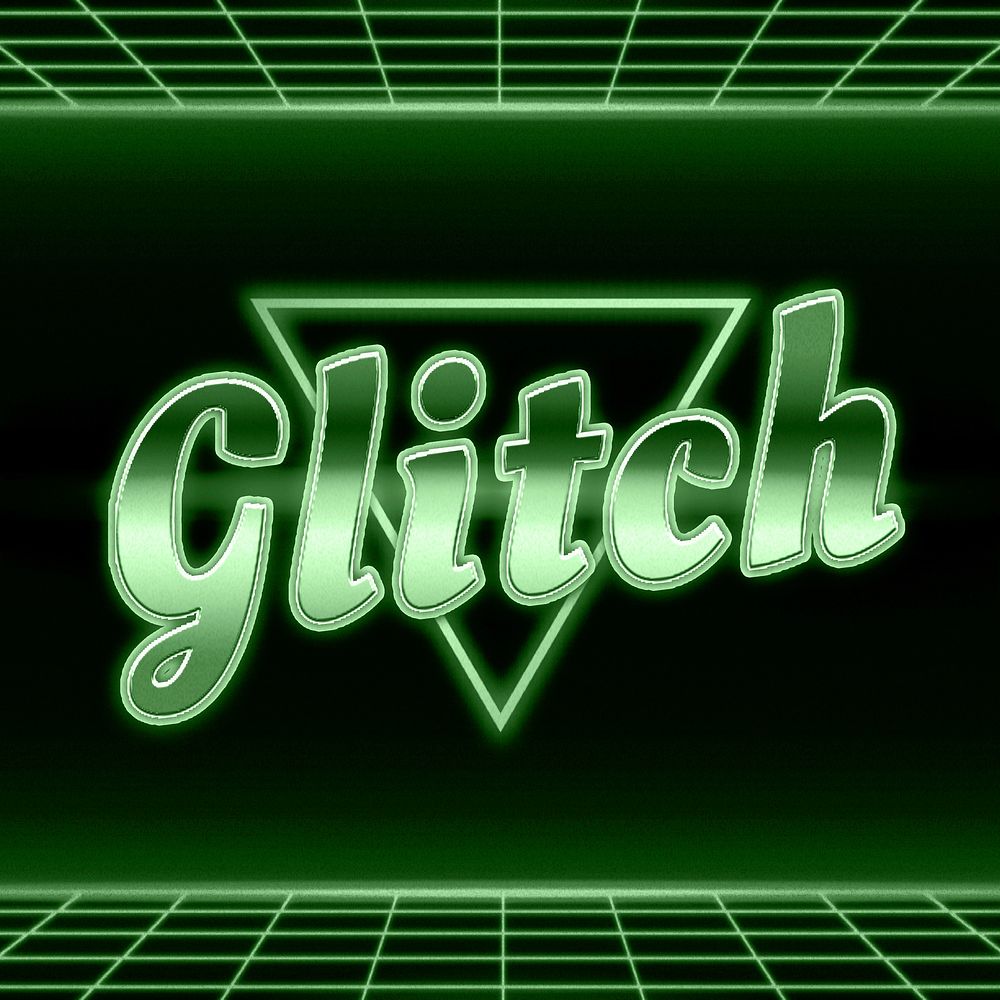 Neon 80s glitch word grid font