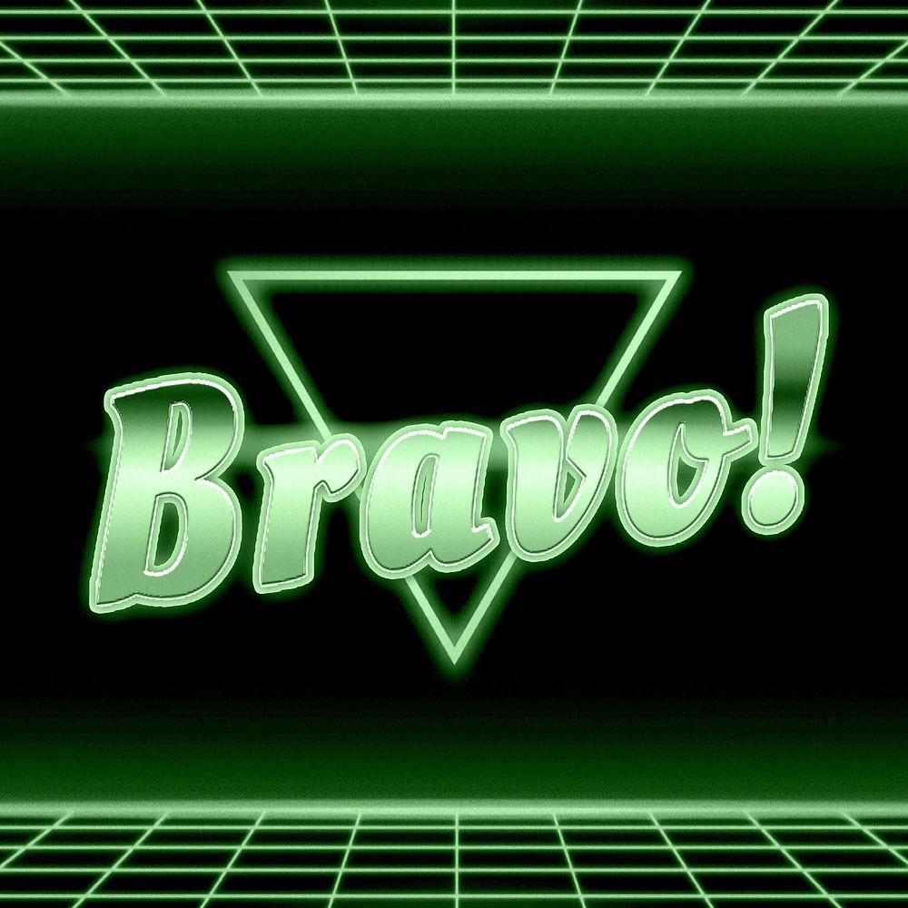 Neon green bravo font word grid lines