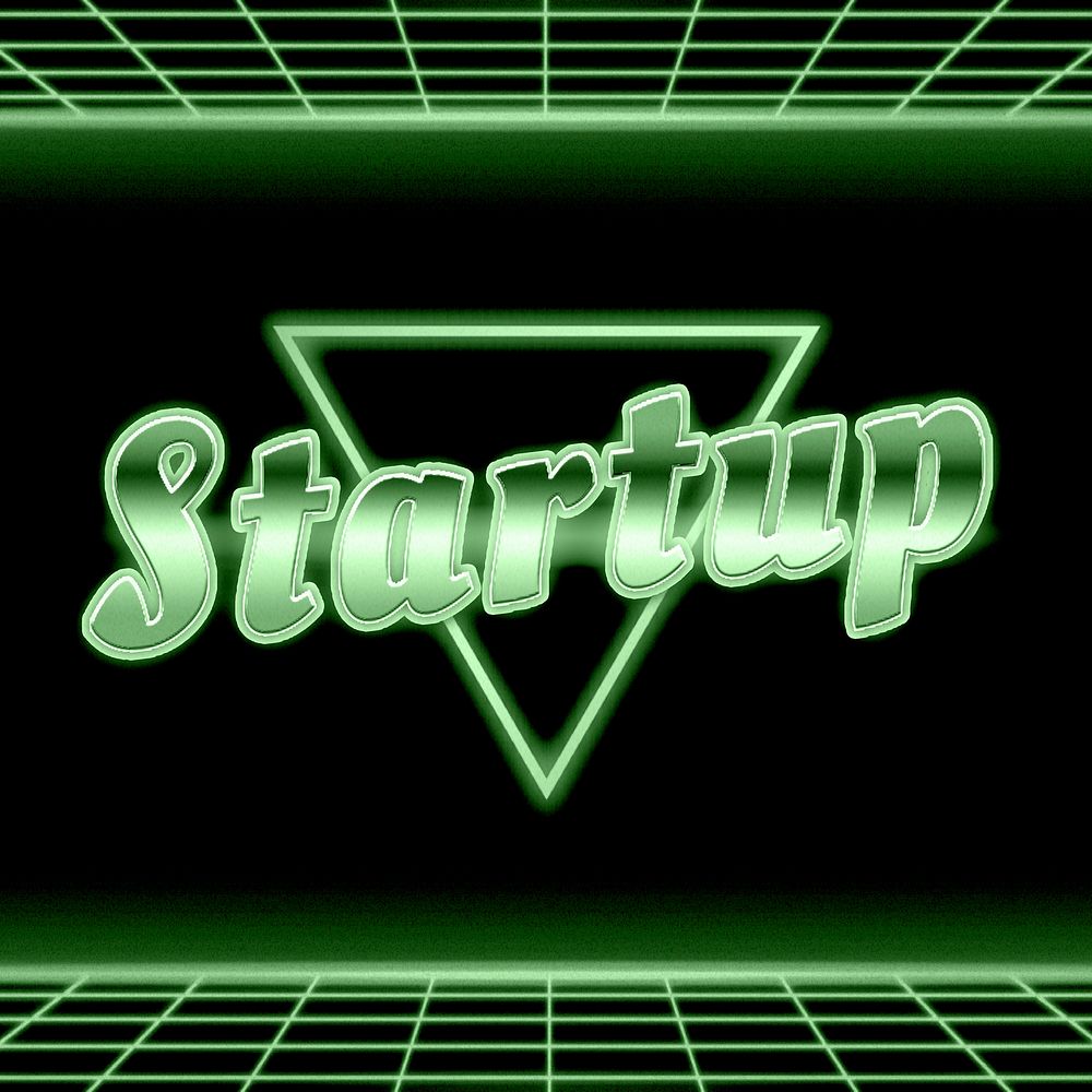 Retro startup neon grid line 