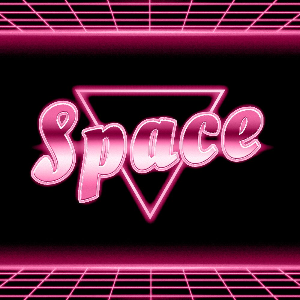 Retro 80s space font word grid lines