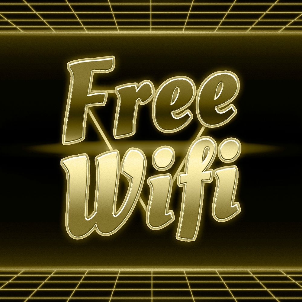 Retro gold old free wifi grid message typography