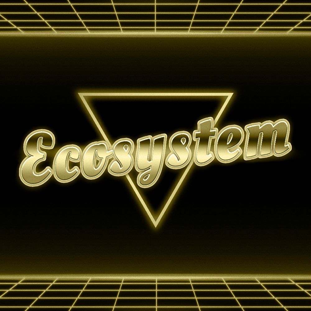 Retro gold ecosystem word grid typography