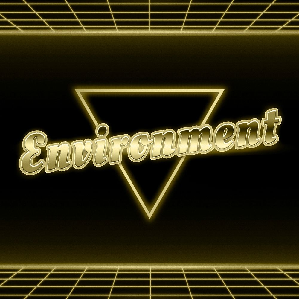 Neon gold environment text grid typography