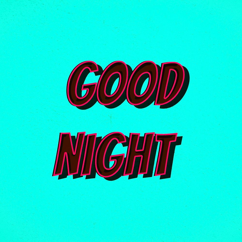 Good night comic retro lettering illustration