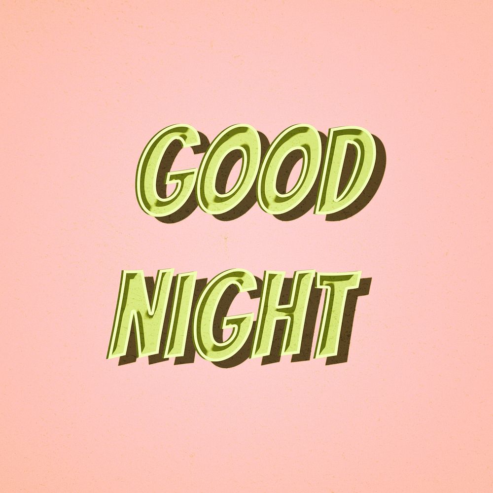 Good night message retro typography illustration