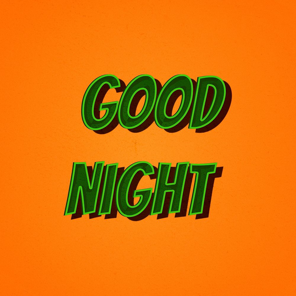 Good night retro shadow typography illustration