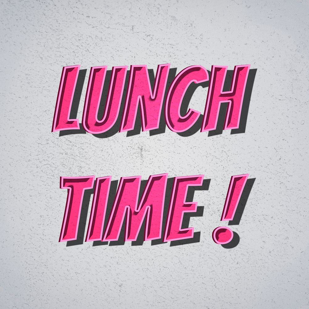 Lunch time! retro typography illustration 