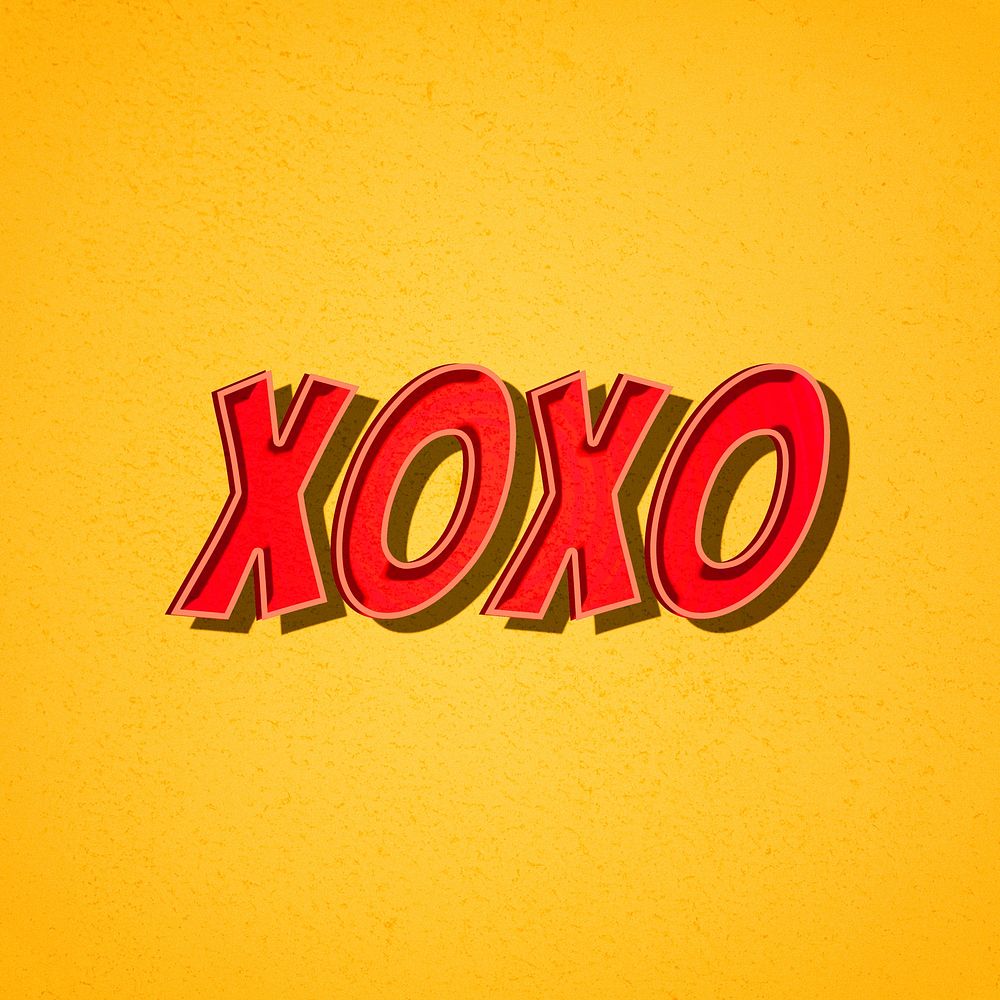 XOXO retro style shadow typography illustration