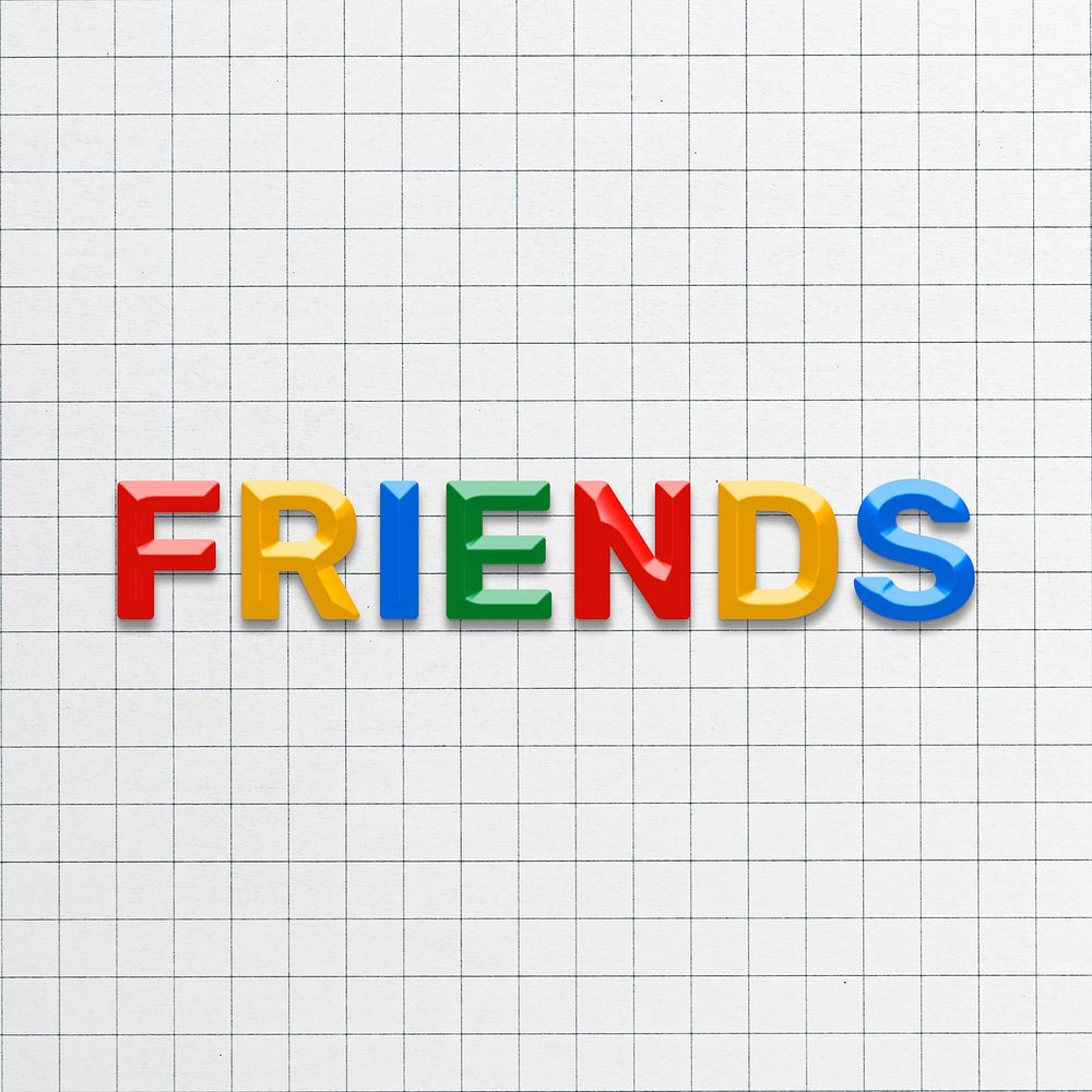 3d font friends text colorful word typography