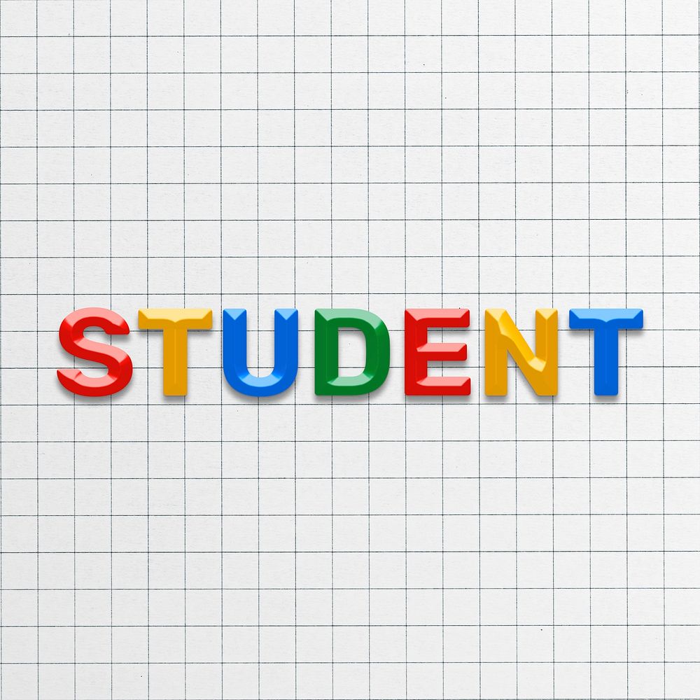 Bevel font student text colorful word lettering