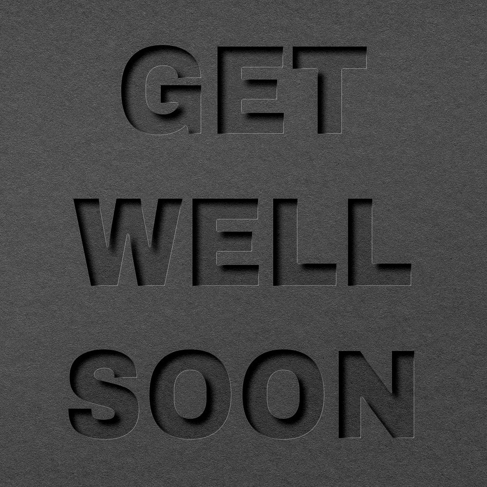 Get well soon paper cut lettering font typography